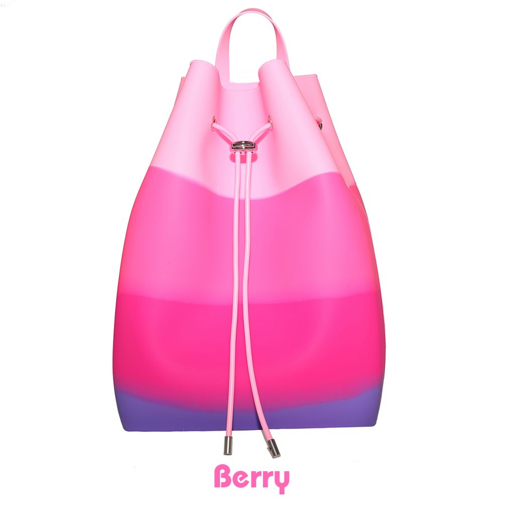 018b Большой силиконовый рюкзак на веревках Gummy Bags. Цвет: Berry